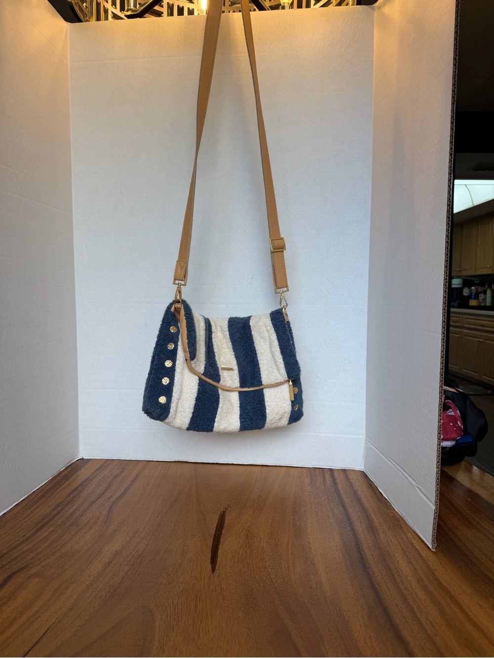 Hammitt VIP Navy Cream Striped Terry Cloth Crossbody Bag - Picture 5 of 11